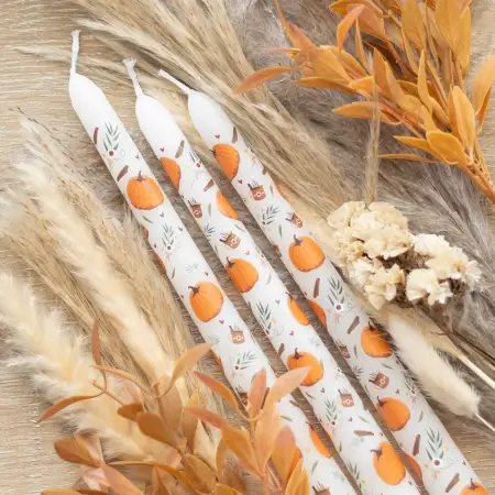 Set di 3 candele lunghe con zucche